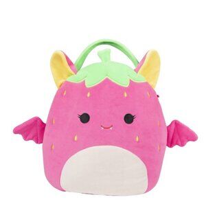 New Squishmallows Gwendolyn The Strawberry Fruit Bat Cute Bag Tote Purse Pail